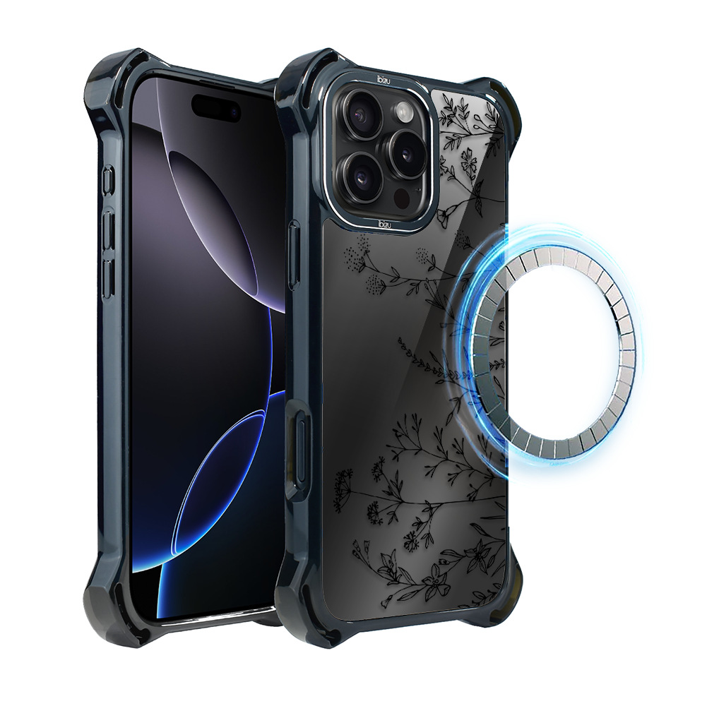 Iphone 16 Pro Ibizu Dropguard Ultra Hülle Mit Magsafe, Midnight, Touch Of Flowers