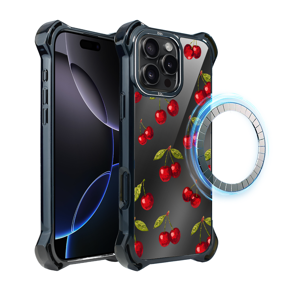 Hülle Für Iphone 16 Pro Ibizu Dropguard Ultra Mit Magsafe, Midnight, Cherry Night