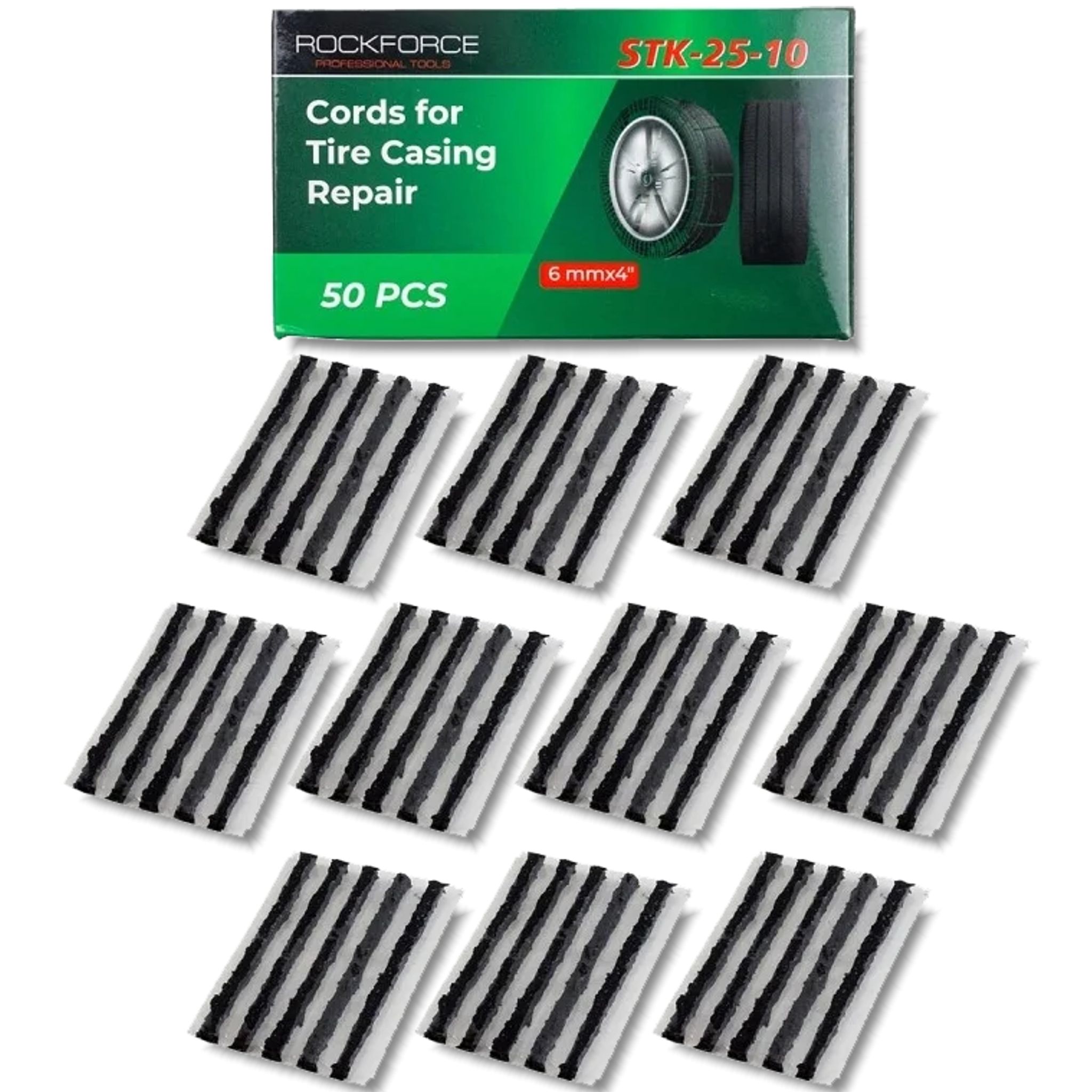 Rockforce Reifenreparaturkordeln, 50-teilig, 6x4 Mm, 10 Mm