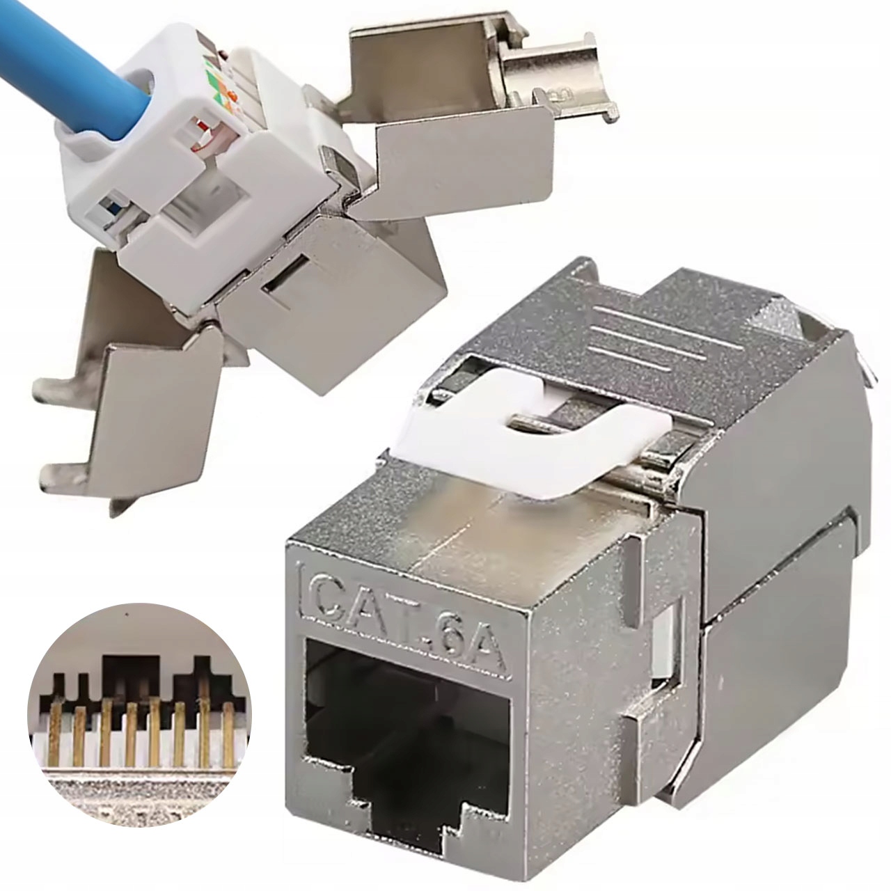Rosfix Fx-rj45-6a-16 Keystone Rj-45 Stp Cat.6a Klasse Ea 500 Mhz Geschirmte Buchse Werkzeuglose Montage Idc110 Vergoldete Kontakte Iso/iec 10 Gbit/s