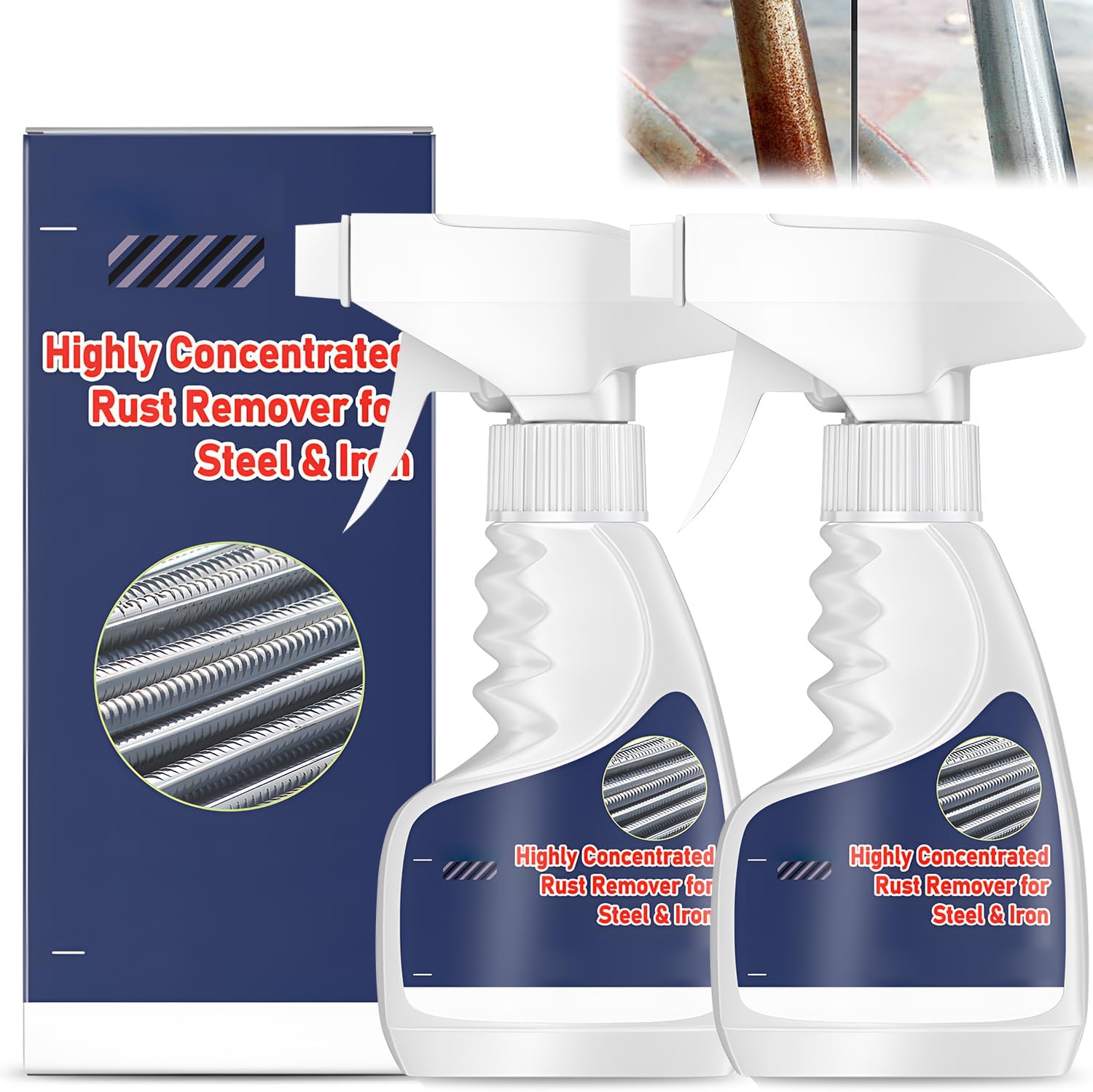 Pack Of 2 Rust Remover For Metal, Robust Rust Remover Spray, High Performance Rust Remover For Metal, Rust Remover Spray, Rust Remover Metal Car For Metal Car Steel (237 Ml X 2)