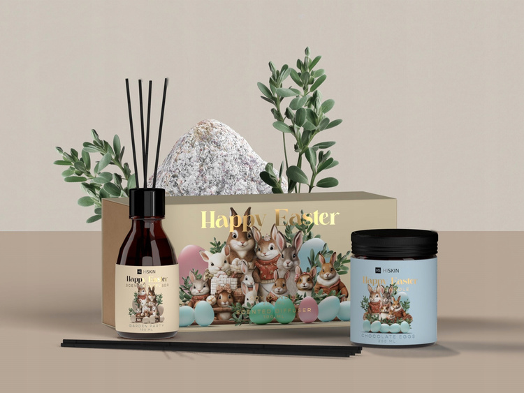 Hiskin Home Happy Easter Duftset [duftkerze „schokoladeneier“ 200 Ml + Duftdiffusor „gartenparty“ 80 Ml]