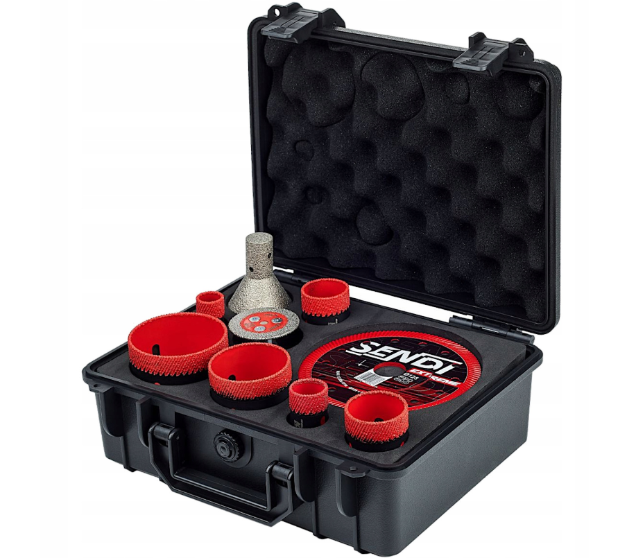 Diamantset Zum Schneiden Und Bohren Von Fliesen (20–68 Mm) Im Sendi-koffer
