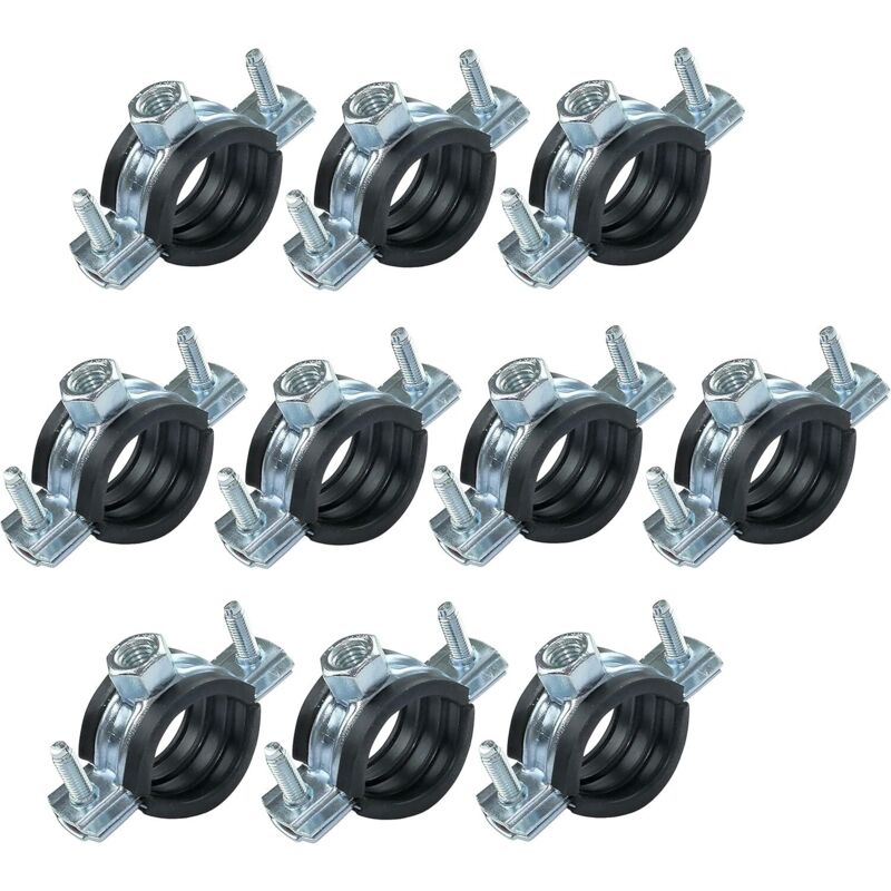 10er-pack Schallgedämmte Schlauchschellen – Montagehalterung Mit Dichtung – Für 3/4"-schläuche (26–30 Mm Durchmesser) – Verzinkter Stahl – Schraubgewinde M8/m10