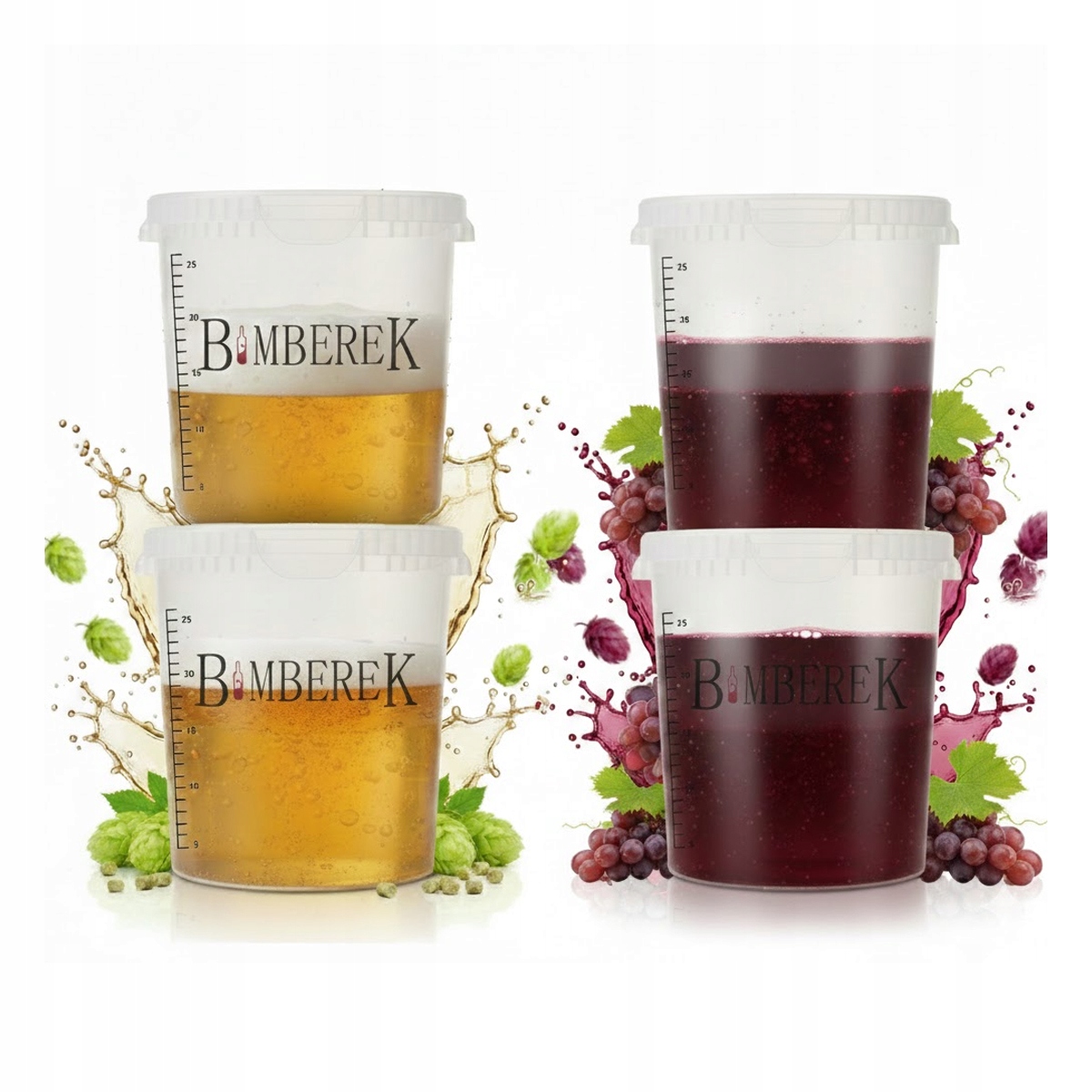 Set Mit 4 Gärbehältern, 33-liter-eimer, Farblos, Für Wein, Bier, Schwarzgebrannten