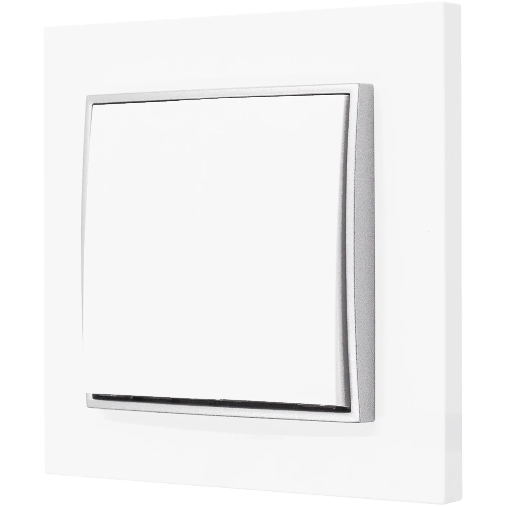 Einzelschalter Mit Rahmen Karlik Mini, Weiß/silber