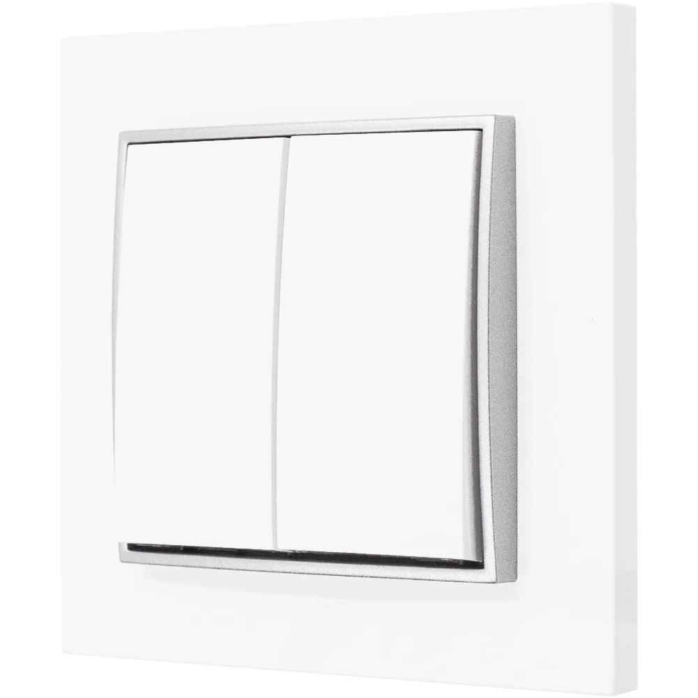 Doppelschalter Mit Rahmen Karlik Mini, Weiß/silber