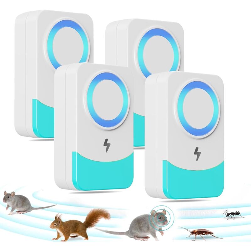 4er-pack Ultraschall-nagetier- Und Insektenabwehrgerät, 60 Hz Frequenzwechsel, Leistungsstarker Ultraschall Zur Abwehr Von Mäusen Und Ratten Für Vielseitige Anwendung