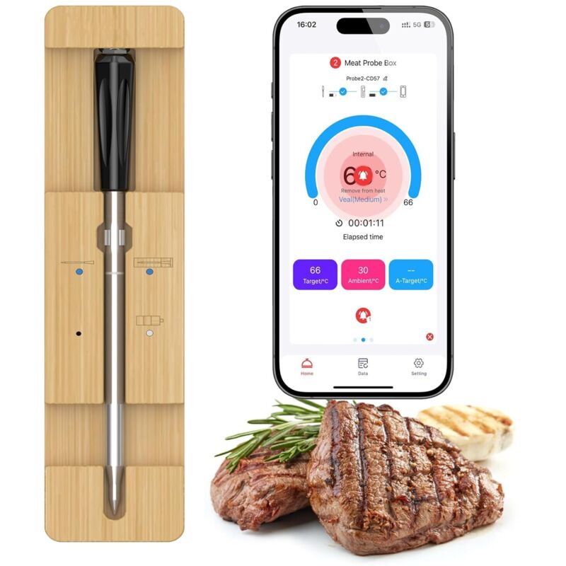 Bluetooth-funk-kochsonde, Präzisions-magnet-fleischthermometer, Smartphone-alarm, Für Die Küche