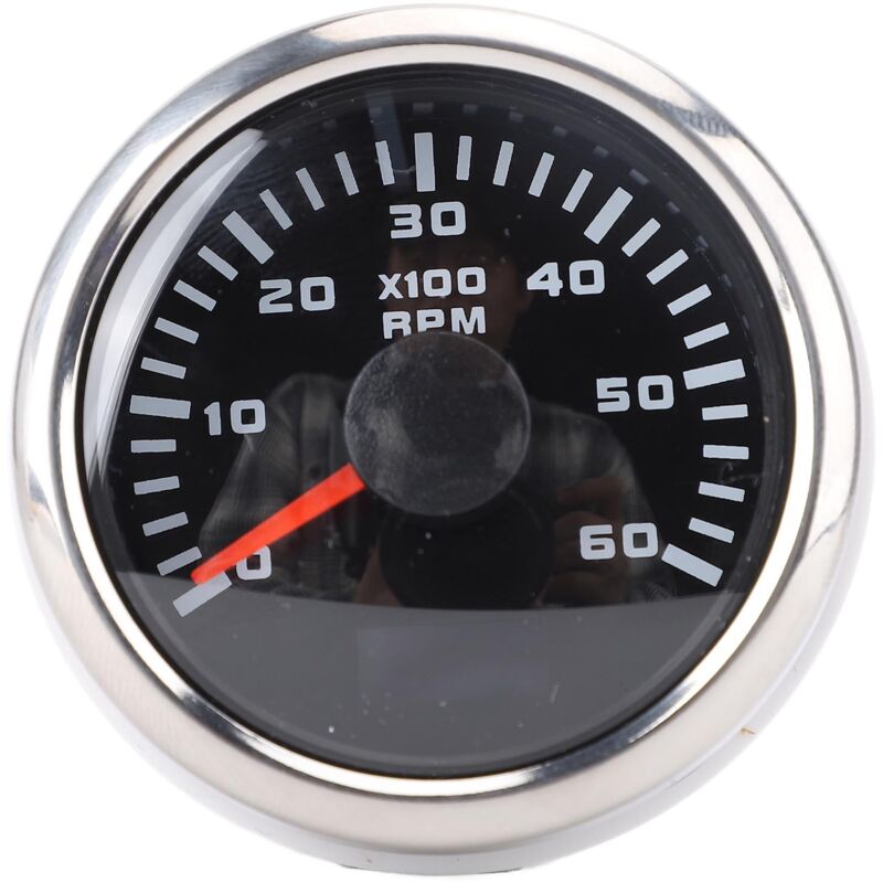 Drehzahlmesser Alic, 6000 U/min, 52 Mm, Stabile Verbindung, 7-farbige Hintergrundbeleuchtung Für Präzise Ablesung (silberne Abdeckung Mit Schwarzem Zifferblatt Cx6227).