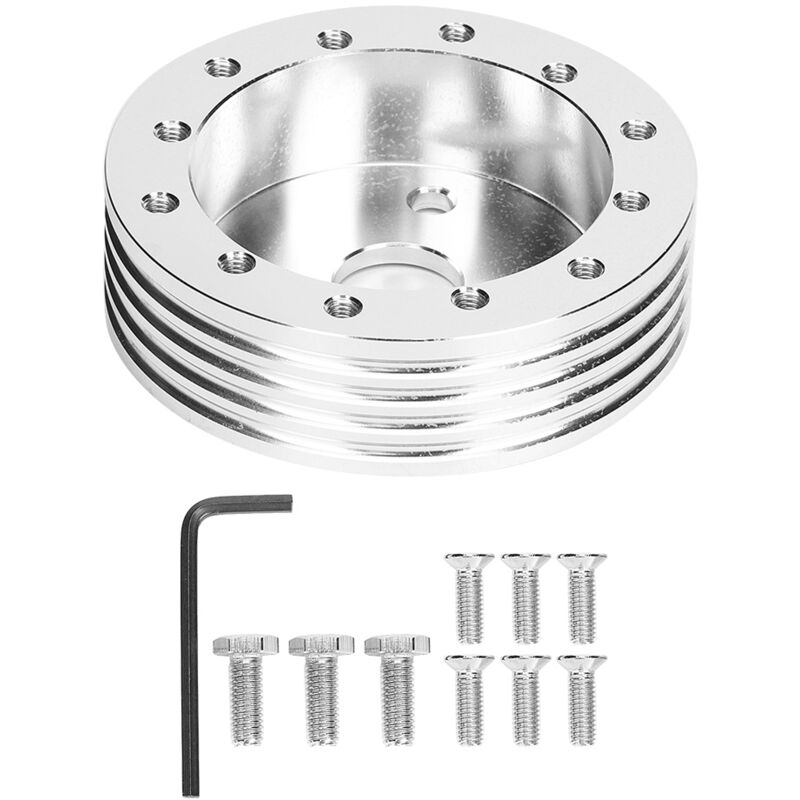 Hochwertiger 1-zoll-aluminium-lenkradnaben-distanzring Für 5- Und 6-loch-felgen, Schwarzer Adapter Mit 3-loch-kompatibilität, Passend Für Standard-lenkradsysteme (schwarz) (silber)