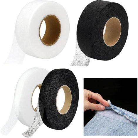 Stück Aufbügelbares Saumband, 10 Mm Und 20 Mm Breit, 25 M/rolle, Aufbügelbares Gardinenband, Saumband, Zum Zusammennähen Von Stoffen, Hosen, Gardinen Und Kleidung, Schwarz Und Weiß