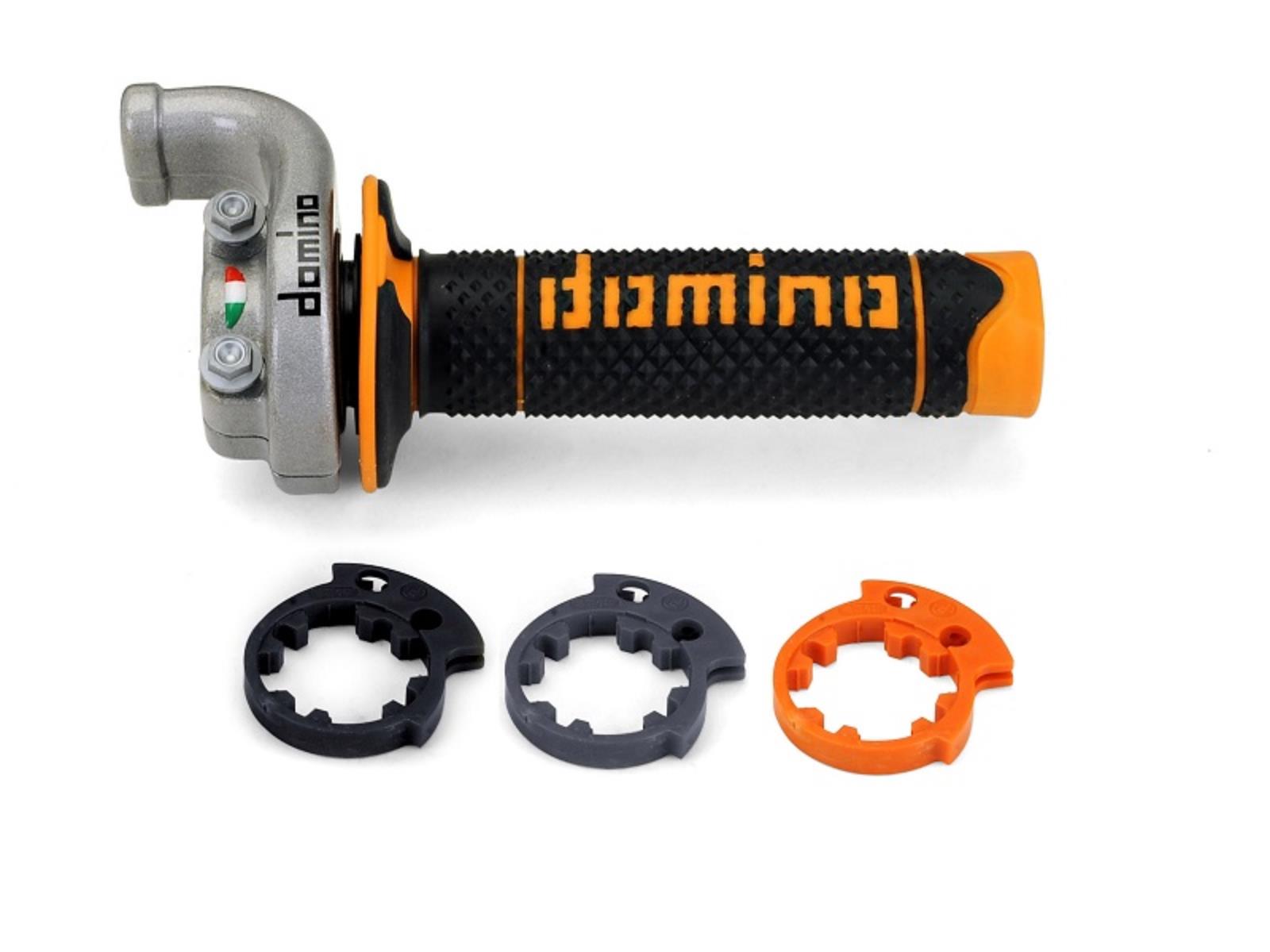Domino Komplett-gaspedal Mit Offroad-griffen Für Ktm/husqvarna/gasgas 4t (silbernes Gehäuse), Schwarz/orange