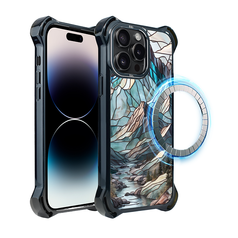 Iphone 14 Pro Max Ibizu Dropguard Ultra Hülle Mit Magsafe, Glasfarben, Mountain Stream