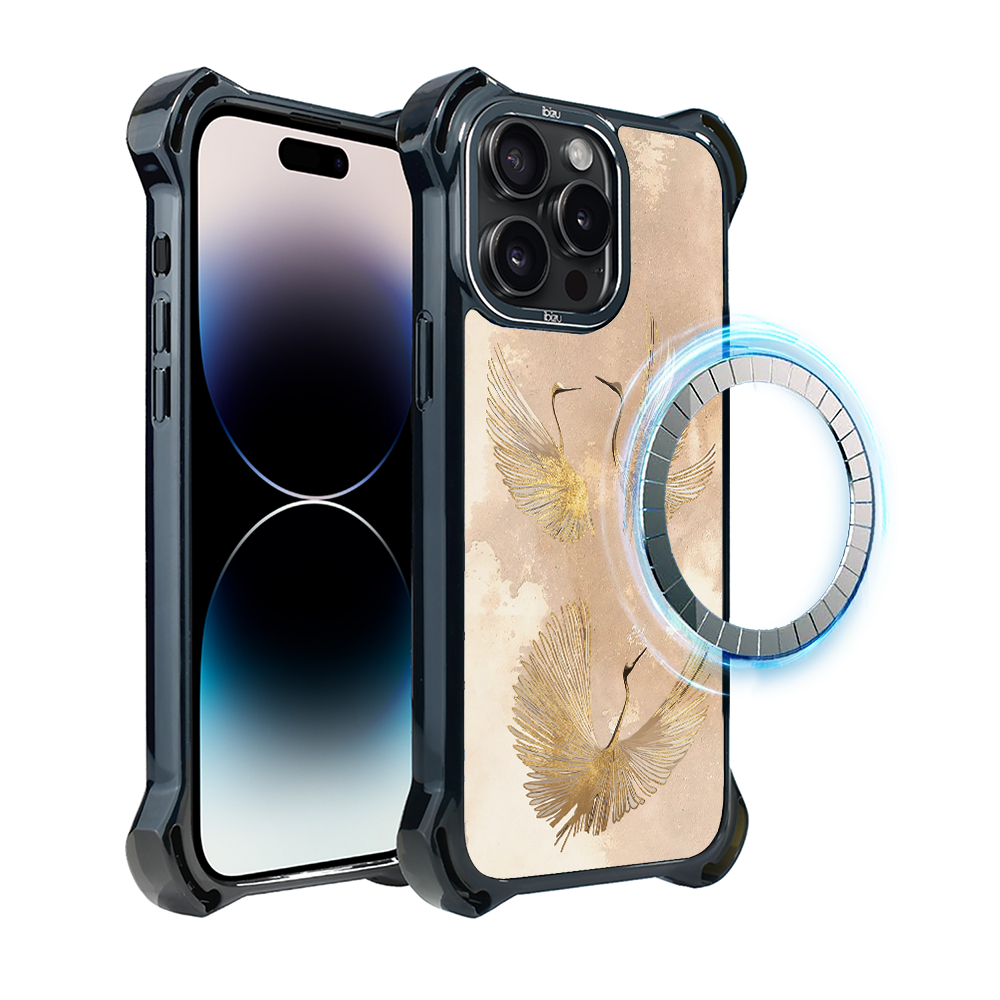Iphone 14 Pro Ibizu Dropguard Ultra Hülle Mit Magsafe, Boho, Golden Cranes