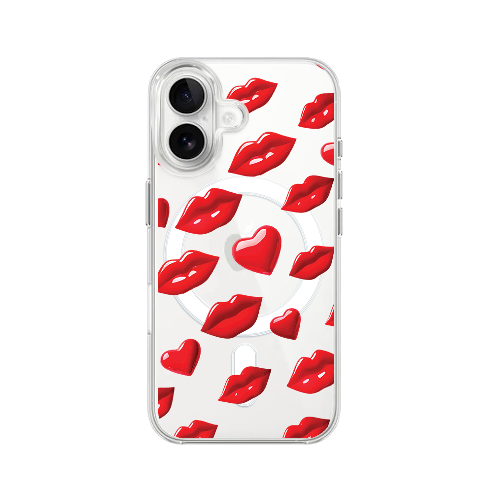 Iphone 16 Hülle Mit Magsafe, Valentinstag-lippenmotiv (rot), Transparent