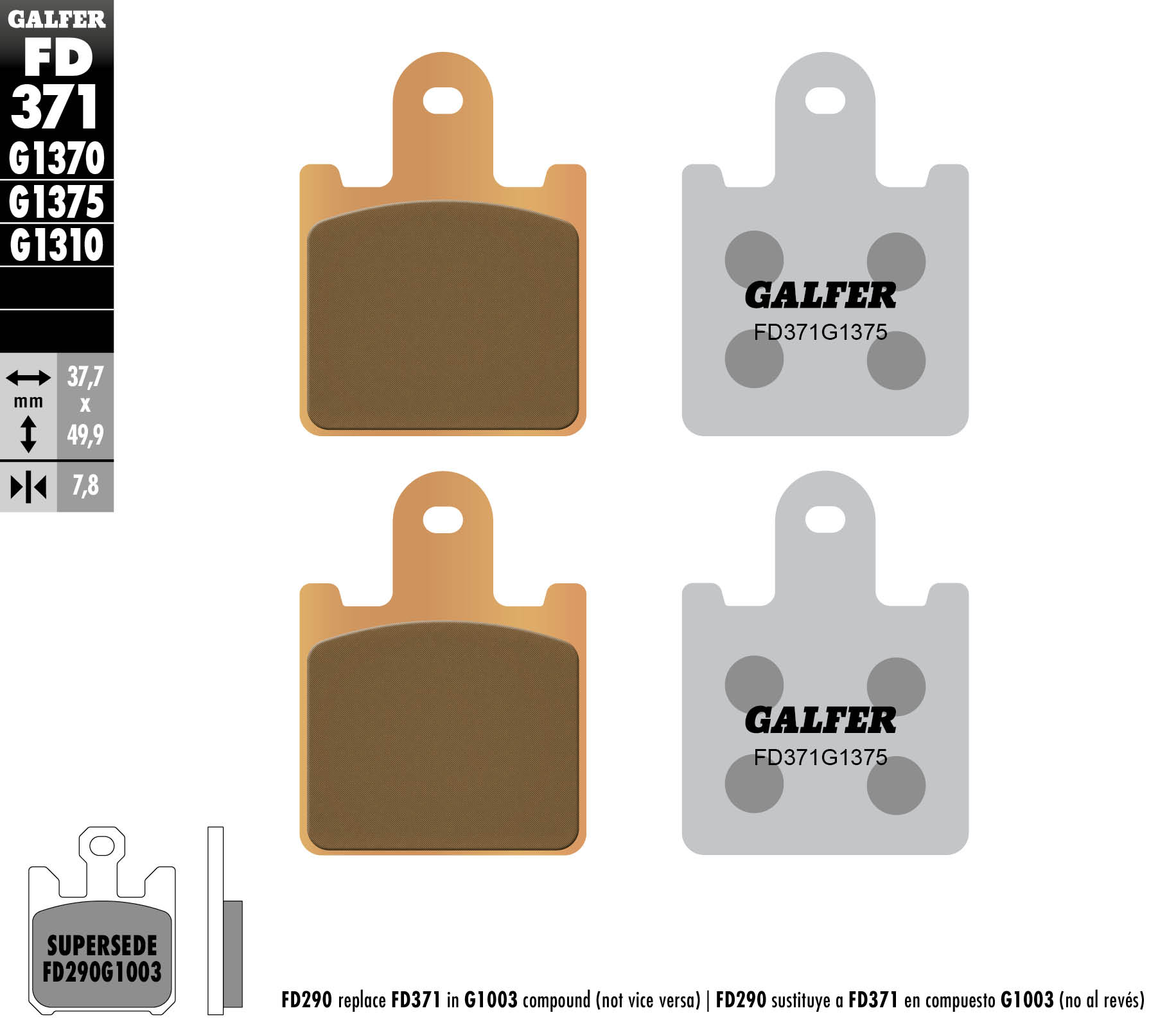 Galfer Bremsbeläge Kh417/4 Sintermetall (gold) Sport