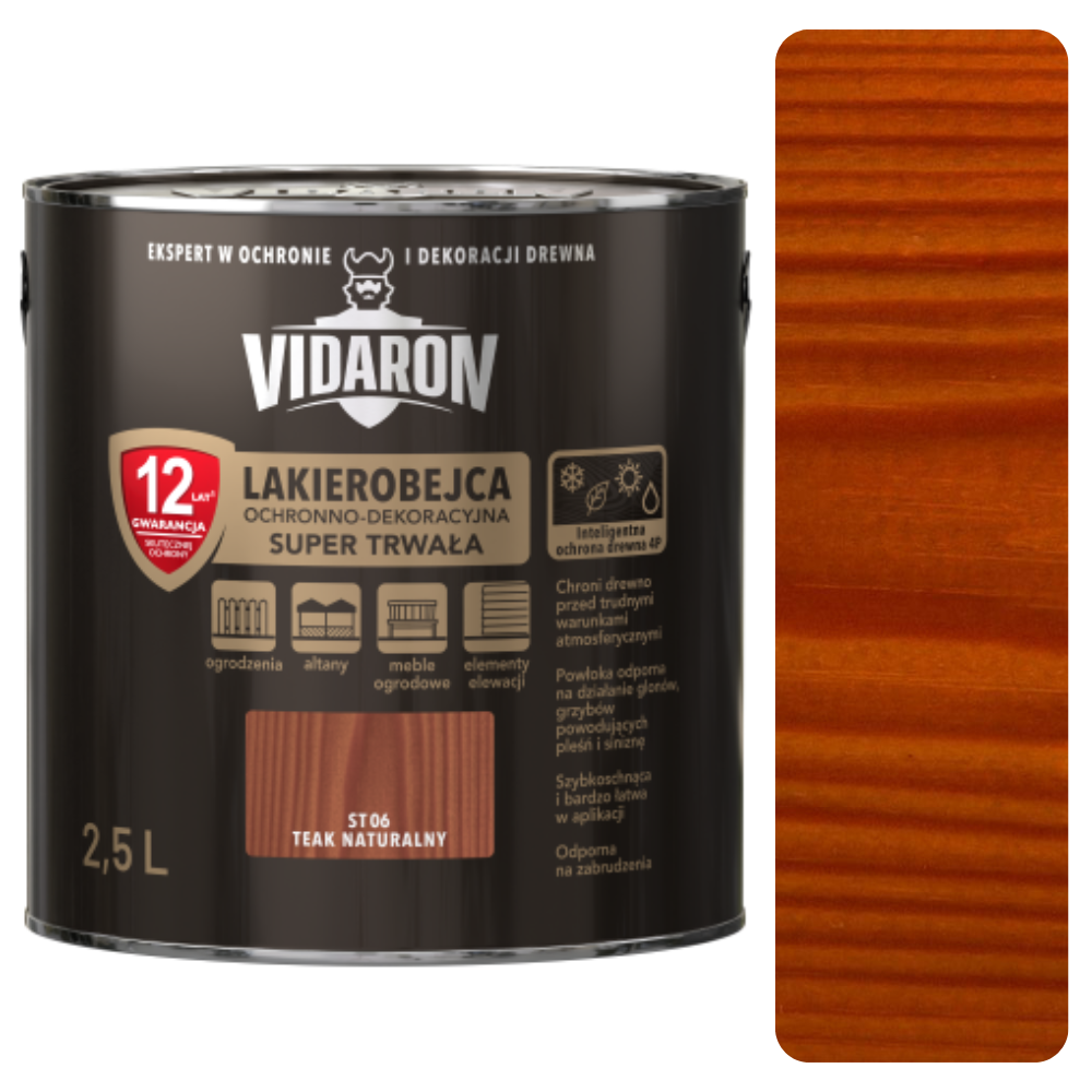 Vidaron Intelligente Schutzlasur, Extrem Strapazierfähig, Natürliches Teakholz, 2,5 L