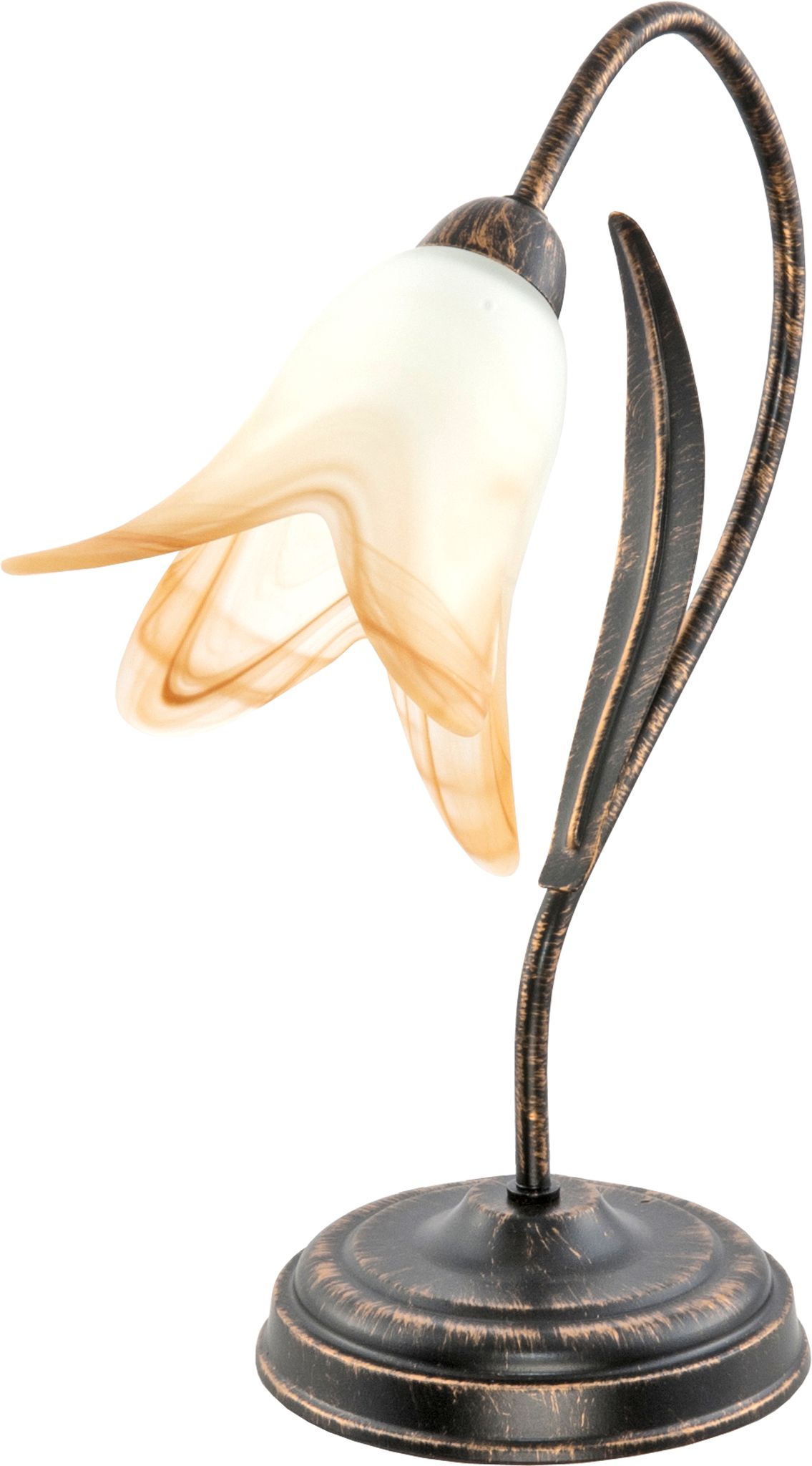 Schwarze Tischlampe Mit Antikgoldenem Lampenschirm, Weiß Und Orange, Markos Negro 10-776