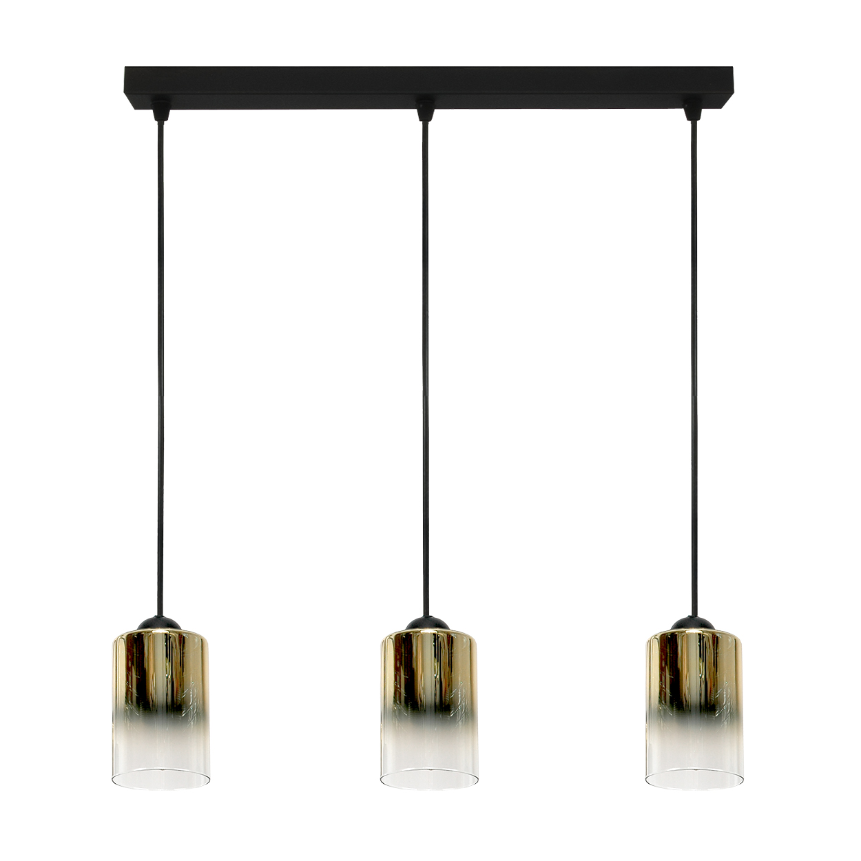 Schwarze Hängeleuchte Mit Goldenem, Transparentem Glasschirm, Fiord 15-534