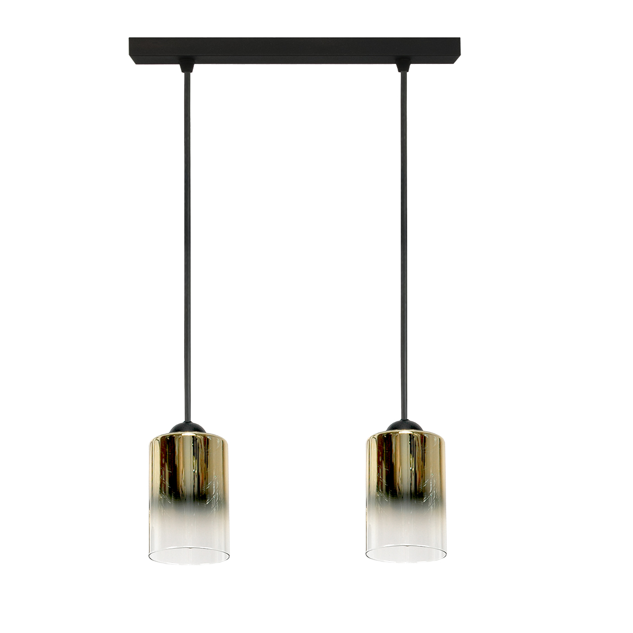 Schwarze Hängeleuchte Mit Goldenem, Transparentem Glasschirm, Fiord 15-538