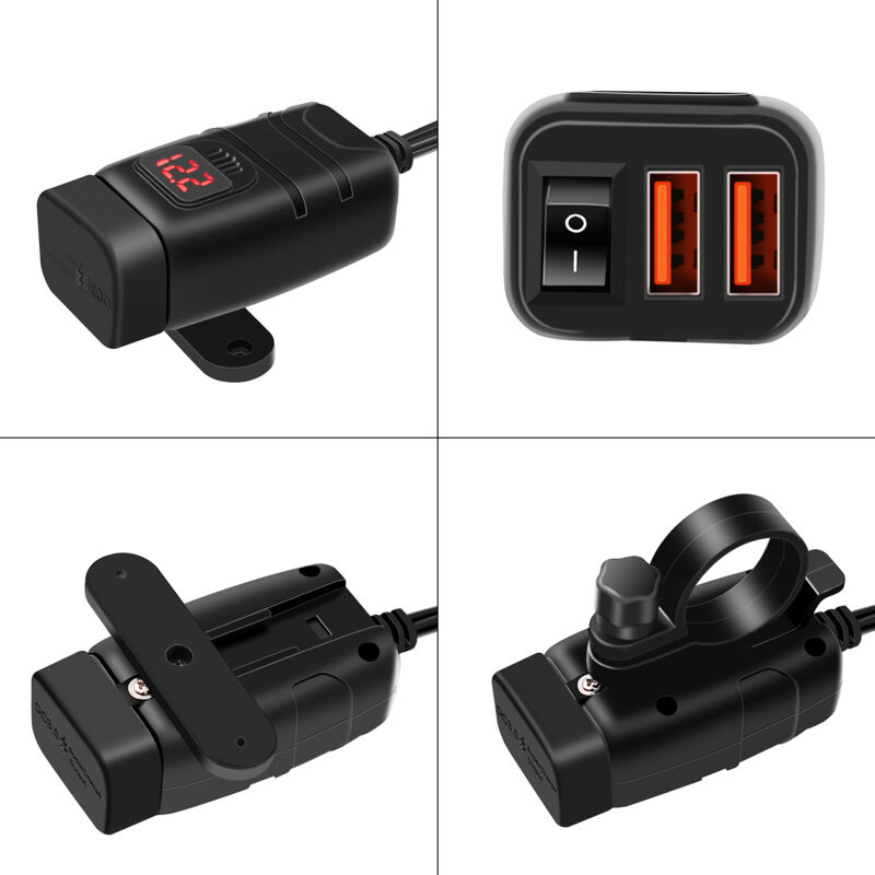 Motorrad-usb-c-ladegerät, Dual-schnellladung, Schnellinstallation Der Sae-schnittstelle, 30 W Pd, 18 W Qc, 30 Anschlüsse, Mit Voltmeter Im Ausschalter Für Smartphone/tablet (rot)