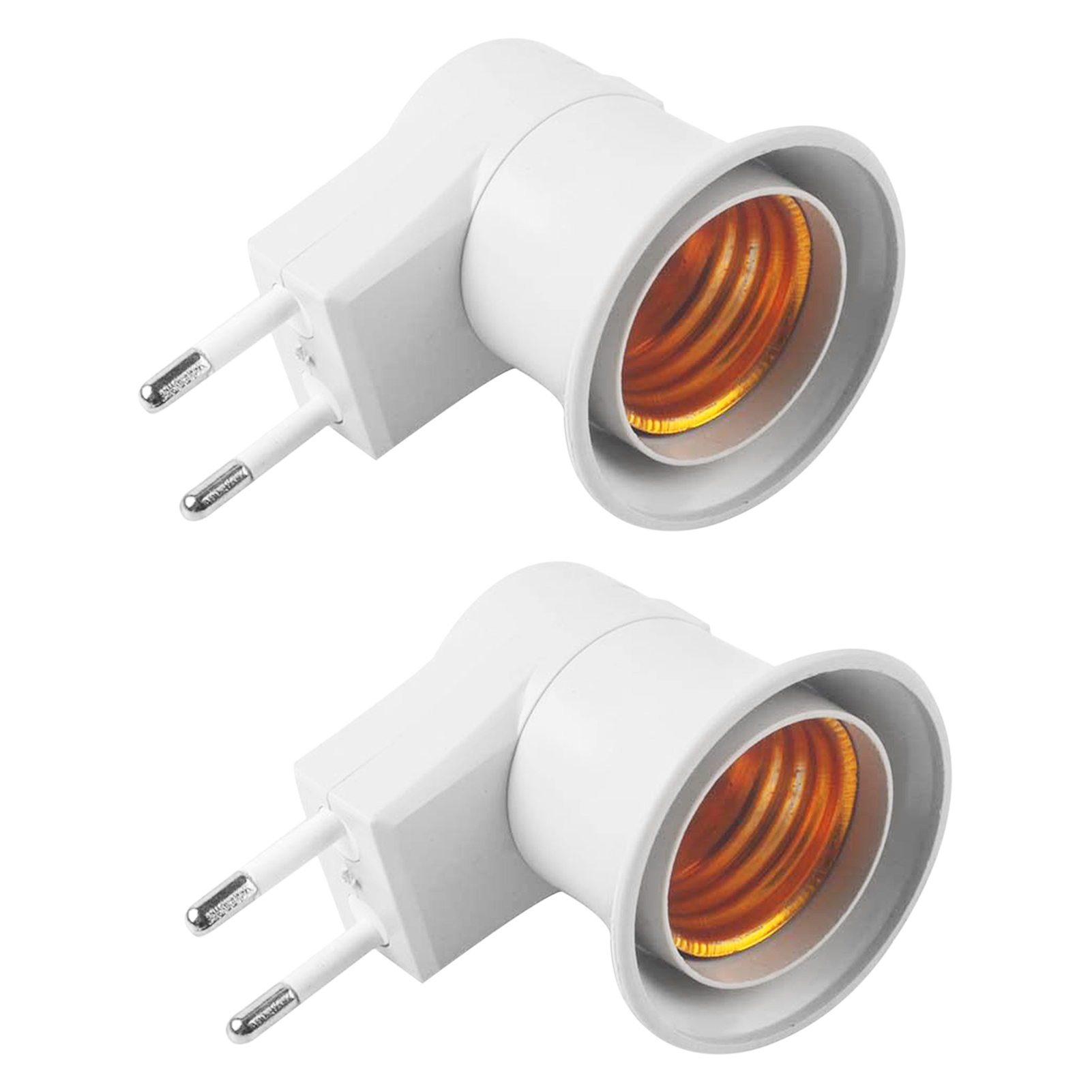 Packung Mit 2 Eu-stecker-auf-e27-adaptern Für Led-lampen, Mit Tragbarem Ein-/ausschalter.