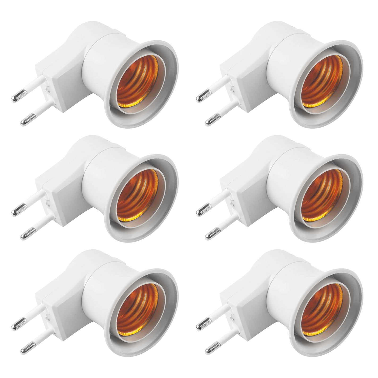 Packung Mit 6 Eu-stecker-auf-e27-adaptern Für Led-lampen, Mit Tragbarem Ein-/ausschalter.