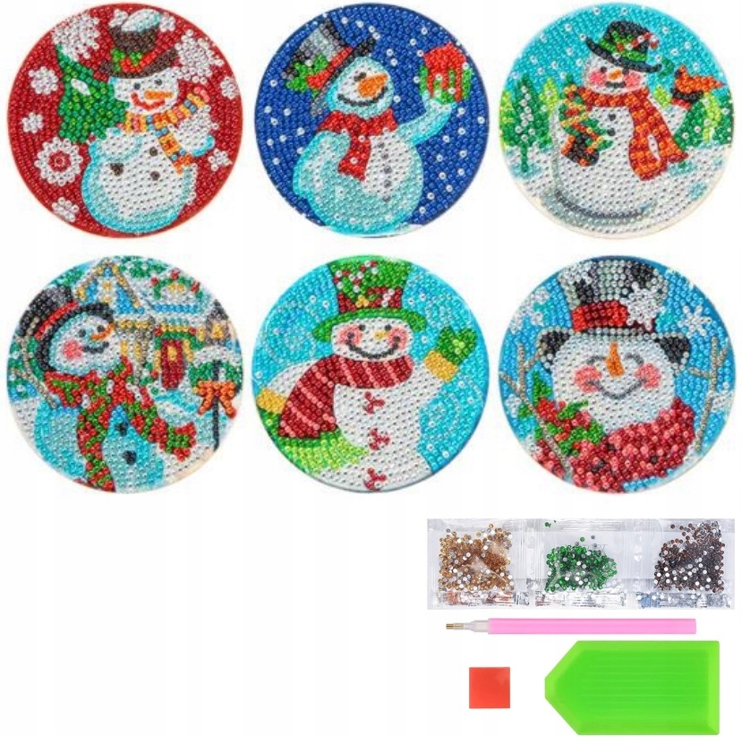 Holzuntersetzer Für Tassen, Diamantmalerei, Weihnachtsstickerei, Mosaik, 6 Stück