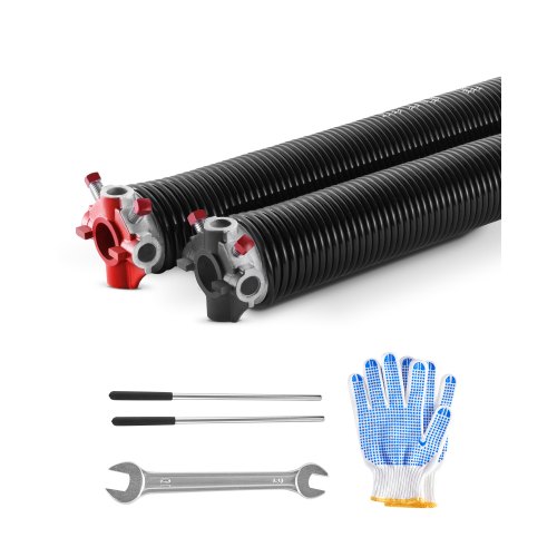 Torsionsfedern Für Garagentore (φ 5,54 X Φ 50,8 X 668 Mm) 16000 Zyklen, Schwarz Beschichtet Zum Auswechseln, Garagentorfedern Mit Rutschfesten Wickelstäben & Handschuhen & Montageschlüssel