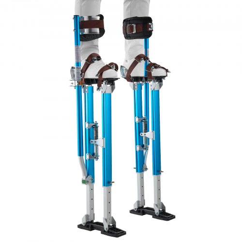 Trockenbau-stelzen 615-1023mm, 103kg Belastbare Arbeitsstelzen Mit Doppelten Federn Rutschfesten Fußplatten & Spanngurt, Verstellbare Aluminiumstelzen Für Trockenbau Deckenbau Baustelle, Blau