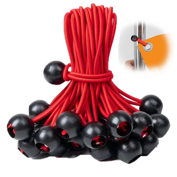 50 Cordons Élastiques Avec Embout, Cordon Noir Résistant Aux Uv, Pour Sangles, Tentes, Poteaux Et Câbles Rouge (10 Cm 4 À
