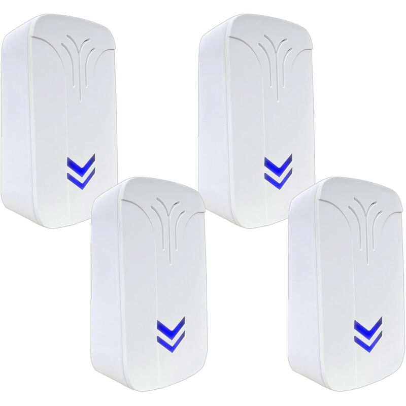 Set Mit 4 Elektronischen Ultraschall-abwehrgeräten Gegen Mücken, Insekten, Ratten, Für Den Innenbereich, Gegen Fliegen, Mäuse, Spinnen, 10 X 5,8 X 4,5 Cm