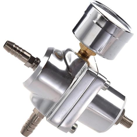 Coucou Universeller, Einstellbarer Kraftstoffdruckregler Mit Manometer, Silber