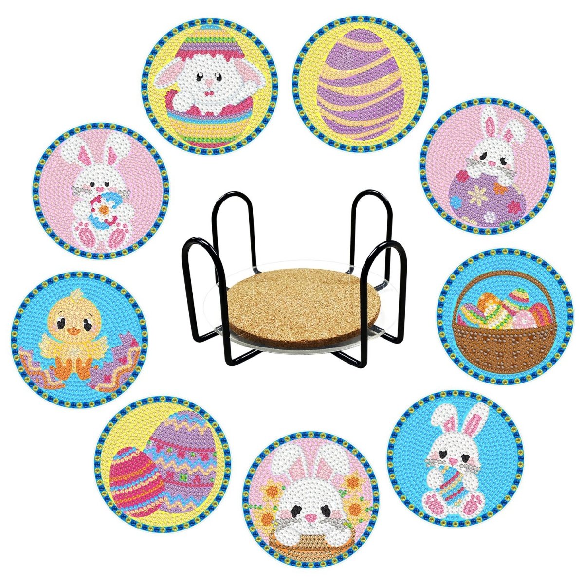 Diamantstickerei – Untersetzer-set (9-teilig) – Süße Ostern