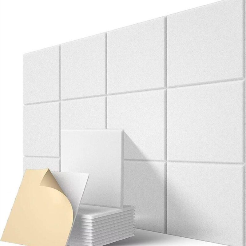 Set Mit 12 Selbstklebenden Akustikschaumstoffplatten Aus Polyesterfaser, Geräuschdämmender Schaumstoff Zur Wanddekoration In Spielzimmern, Büros Und Studios