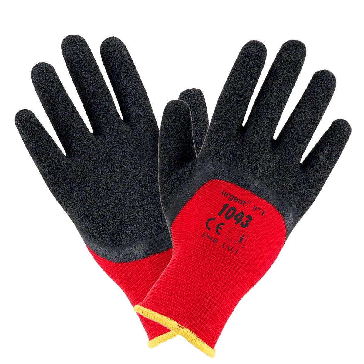 Handschuhe 1043 Polyester "sand" Latex Dringend Rot/schwarz 9