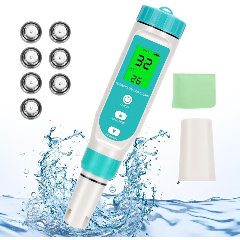 7-in-1-tester: Ph-wert, Tds, Ec, Salzgehalt, Oro, Temperatur – Hohe Präzision Für Trinkwasser, Schwimmbadwasser, Aquarium