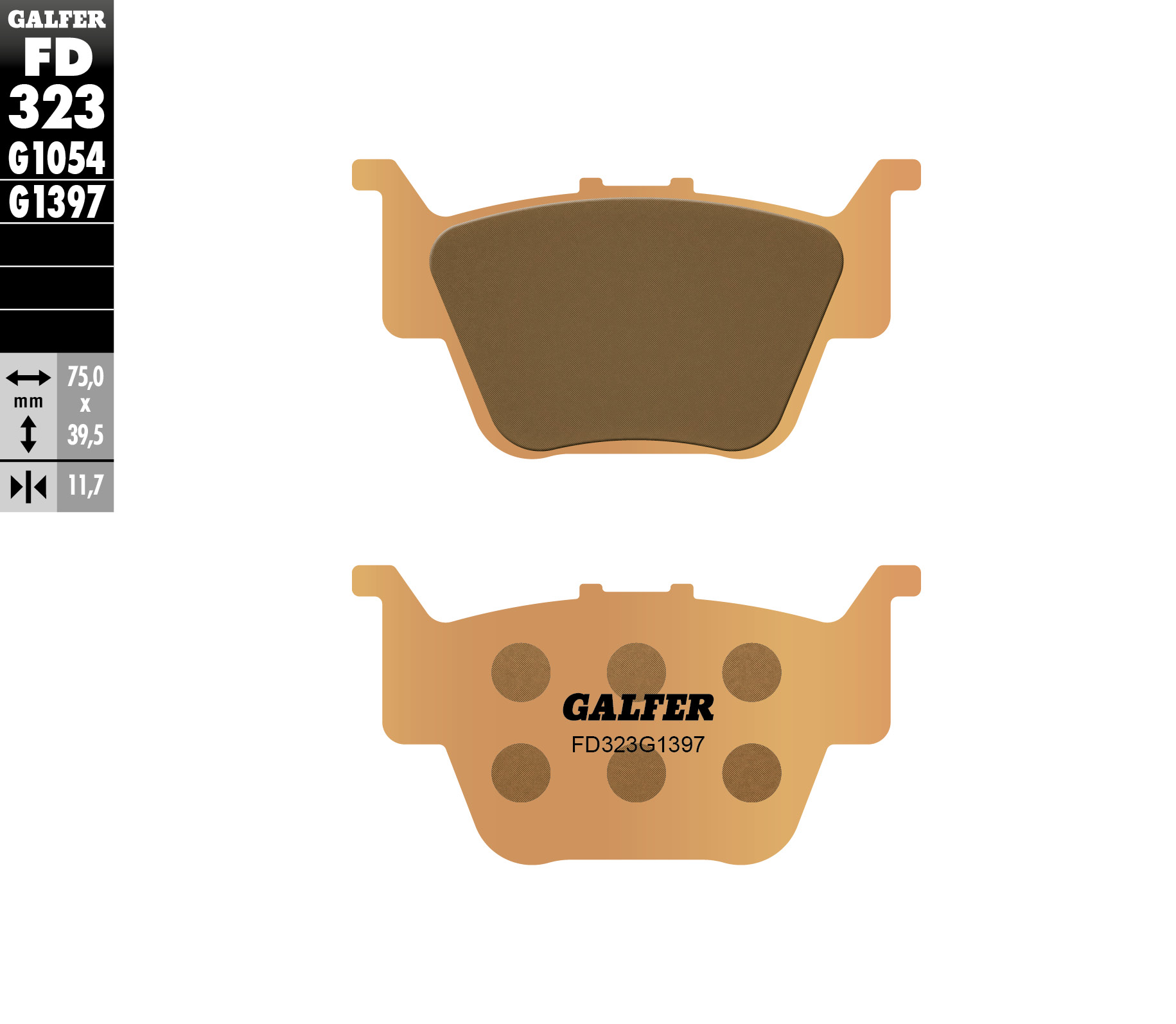 Galfer Bremsbeläge Kh373 Sintermetall (gold) Atv Hinterachse Honda Trx 420 '09- ,trx 450r '04-'05, Trx 680 Rincon '03-