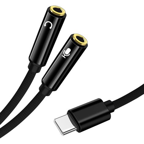 Usb-c Auf Zwei 3,5-mm-kopfhöreranschlüsse, Typ-c-splitterkabel Mit Mikrofon- Und Audioanschlüssen, Kompatibel Mit Smartphones, Laptops Und Tablets