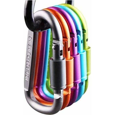 Ulisem Set Mit 6 Abschließbaren D-ring-karabinern Aus Aluminium Für Camping, Reisen, Angeln Und Wandern.