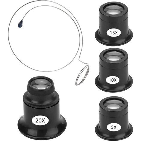 4-teilige Uhrmacherlupe, Juwelierlupe 5x/10x/15x/20x, Tragbare Lupe Mit Stahlring, Uhrmacherokular, Für Uhren, Schmuck, Münzen, Elektriker