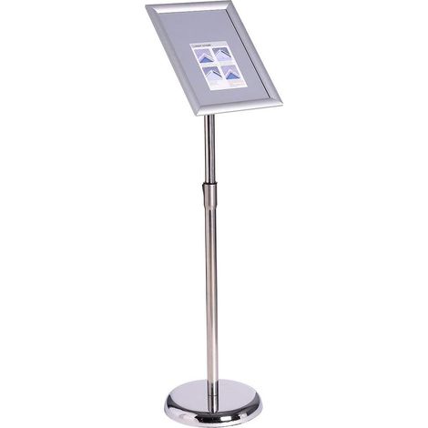Plakathalter Aus Aluminium, Posterständer, Präsentationstafel, Ausstellungsständer, Verstellbarer Sockel, Austauschbares Werbedisplay, Mit Stabilem Metallfuß (silber, A4)