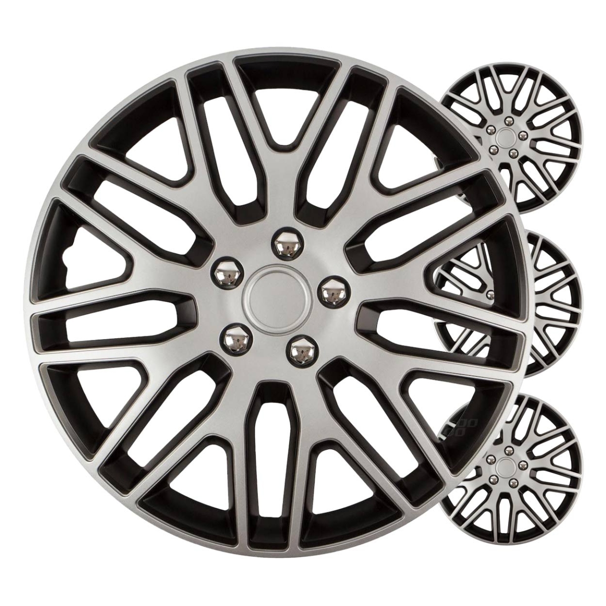 Radkappen, 4-teiliges Set, Dakar, Schwarz/silber, 16 Zoll, Farbe: Box
