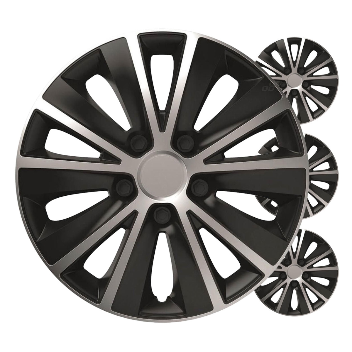 Rapide Radkappen, 4-teiliges Set, Schwarz/silber, 16 Zoll, Farbe: Box