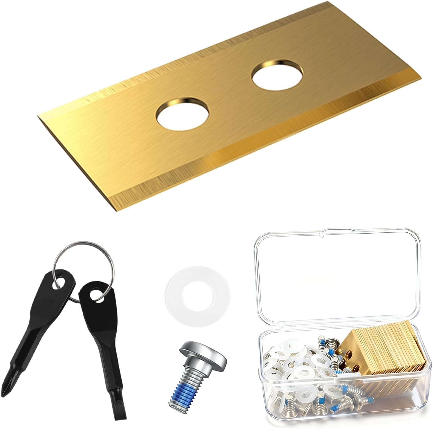 Set Of 36 Lawnmower Blades For Mammotion Luba, Luba2, Yuka & Yuka Mini - Titanium Coated Replacement Blades With Screws, Washers & Screwdriver - Compatible With Original Robotic Lawnmowers