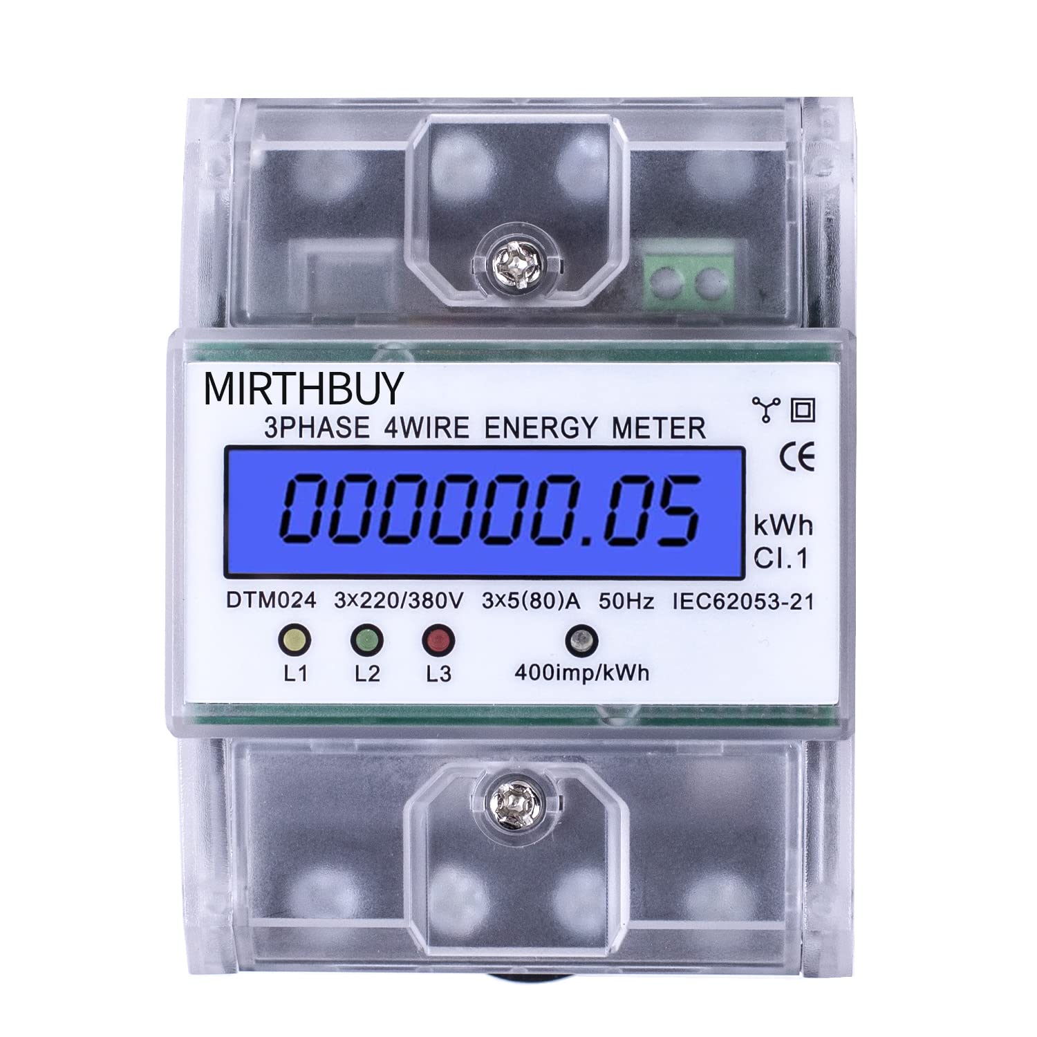 Digitaler Stromzähler Mit Lcd-display, 3-phasig, 4-adrig, Kalibriert, Wechselstromzähler, Dreistromzähler Für Din-schienenmontage, Zwischenzähler, Stromkalibrierung 230/400 V, 5–80 A