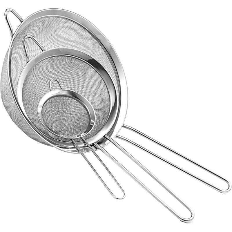 Set Aus Feinmaschigen Edelstahl-küchensieben, Lebensmittelsieb Und Mehlsieb Zum Backen, Rostfreies Sieb