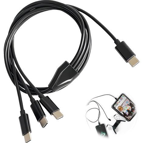 1 M Langes Usb-c-splitterkabel, Usb Typ-c Auf Drei Typ-c-anschlüsse, Lade- Und Datenkabel Für Smartphones, Tablets Und Laptops, Robustes Und Tragbares Design