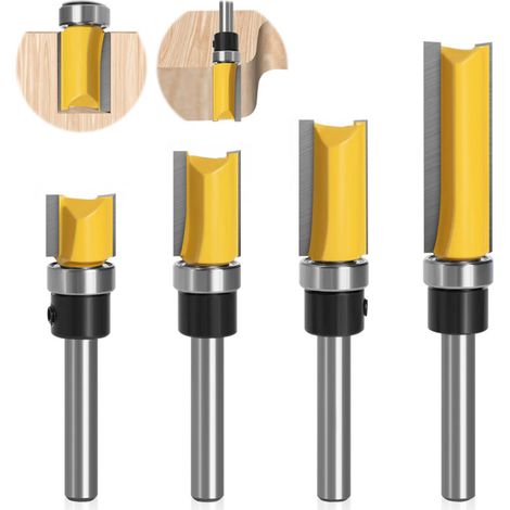Set Mit 4 Fräsern Für 6,35-mm-oberfräsen, Metallfräser Für Die Holzbearbeitung, Für Massivholz, Professionelles Schneidwerkzeug Für Spanplatten, Mdf Usw.